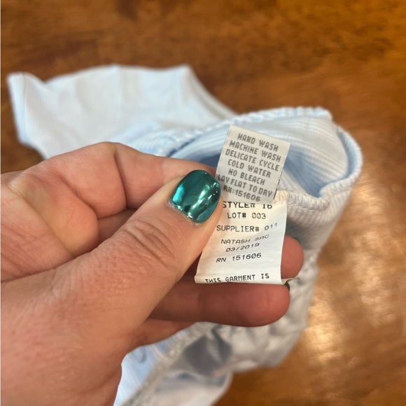 Squiggles Light blue striped 100% Pima cotton gray dog bubble size 6-9 months - Picture 6 of 8